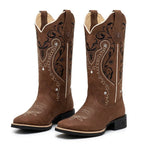 BOTA TEXANA – COURO HORSE NESCAU BORDADO FLORÊNCIA PRETO, BRANCO E BEGE - foto 4