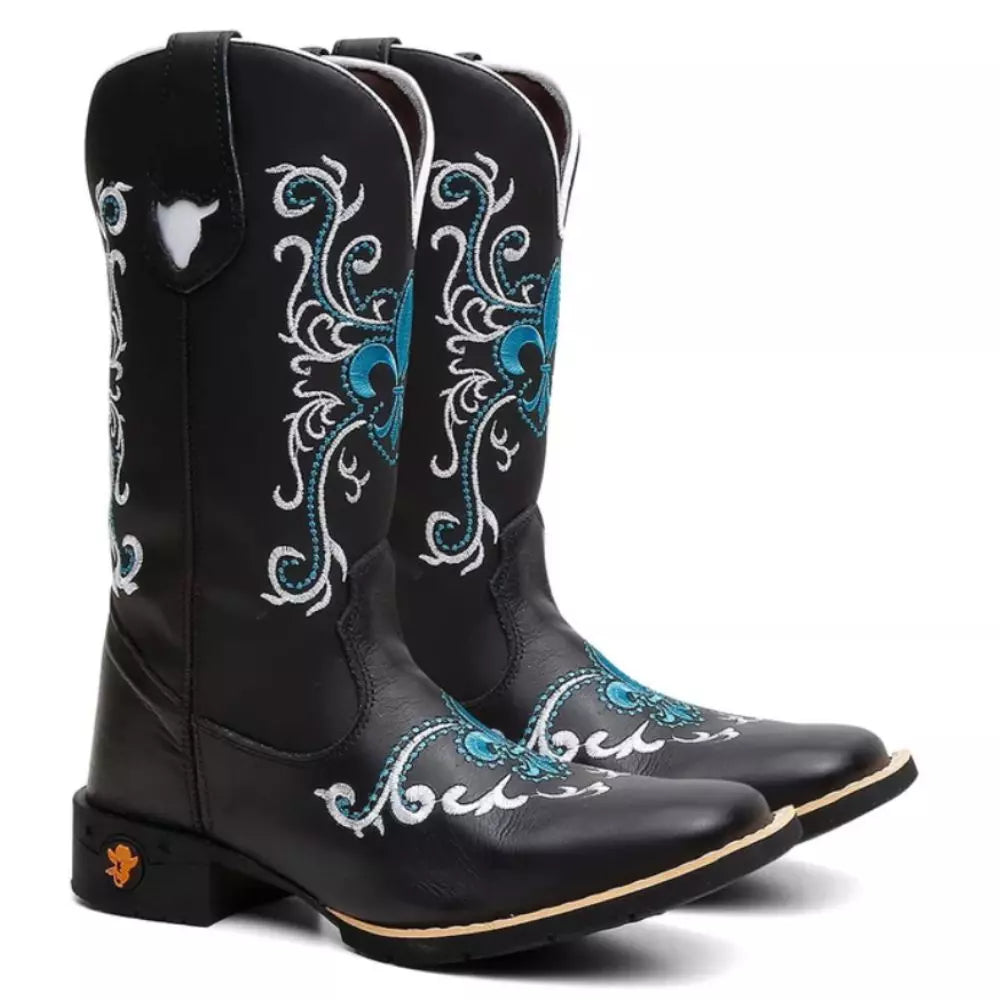 Bota Texana Feminina "Orquídea Azul"