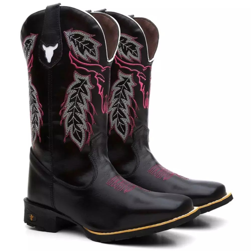 Bota Texana Feminina "Cara de Boi" Rosa