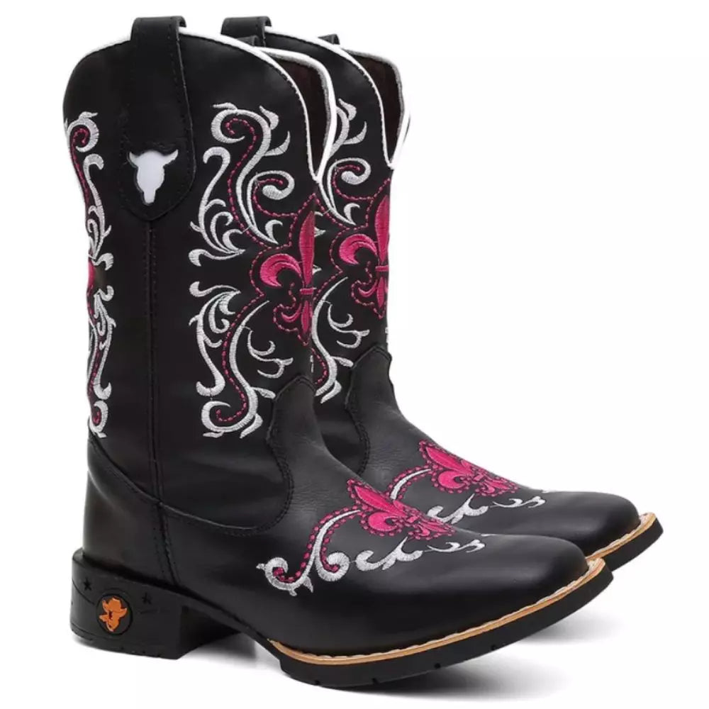 Bota Texana Feminina "Orquídea Rosa"