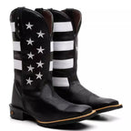 Bota Texana Masculina "Estados Unidos" Preta