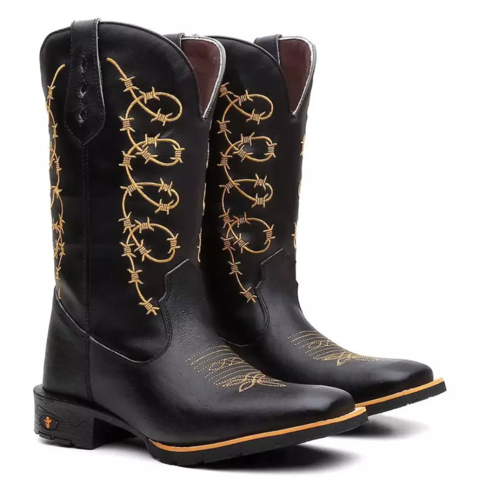 Bota Texana Masculina "Arame Dourado"