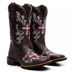 Bota Texana Feminina "Cruz Rosa"