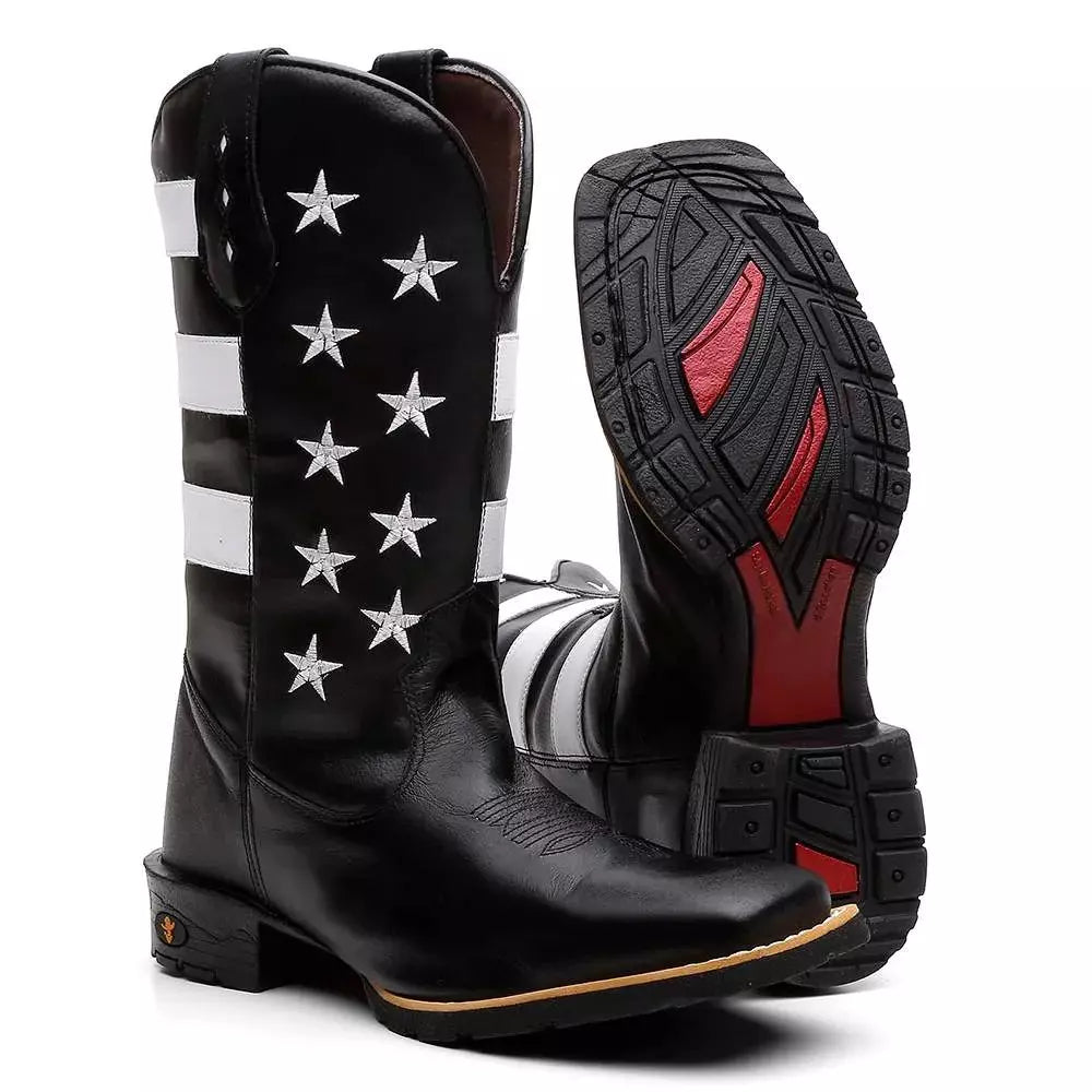 Bota Texana Masculina "Estados Unidos" Preta - foto 2
