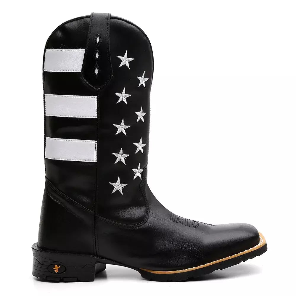 Bota Texana Masculina "Estados Unidos" Preta - foto 3