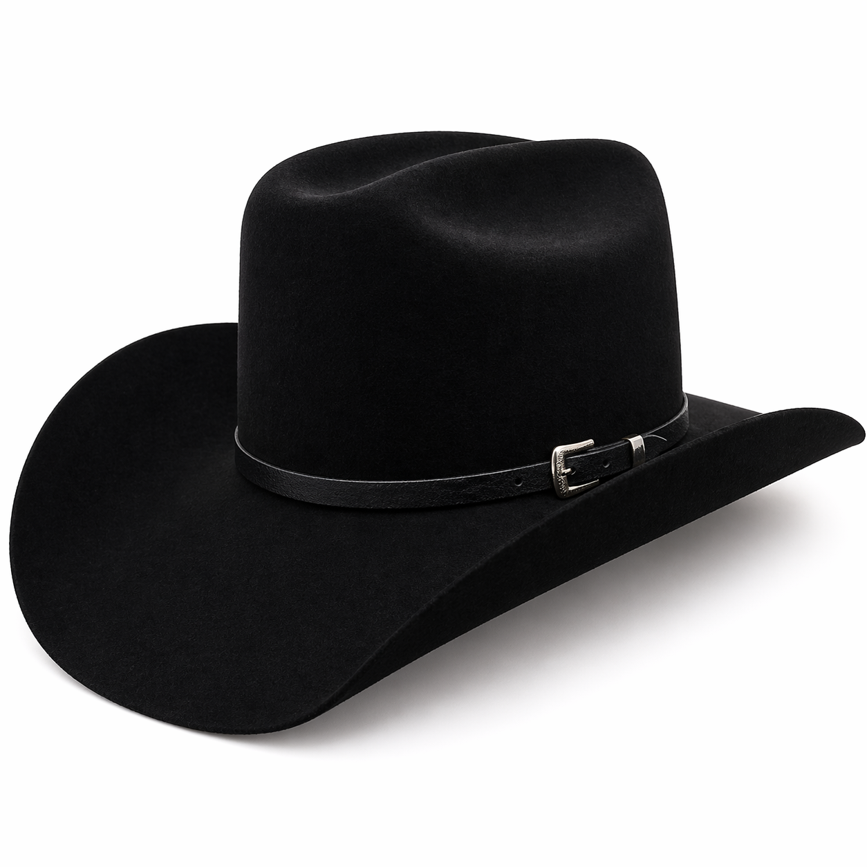 CHAPÉU COUNTRY MONTANA PRETO ABA 10 AVELUDADO COM FAIXA DE COURO