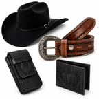 KIT COUNTRY RODEIO CHAPÉU MONTANA + CINTO + CAPA E CARTEIRA EM COURO - foto 3