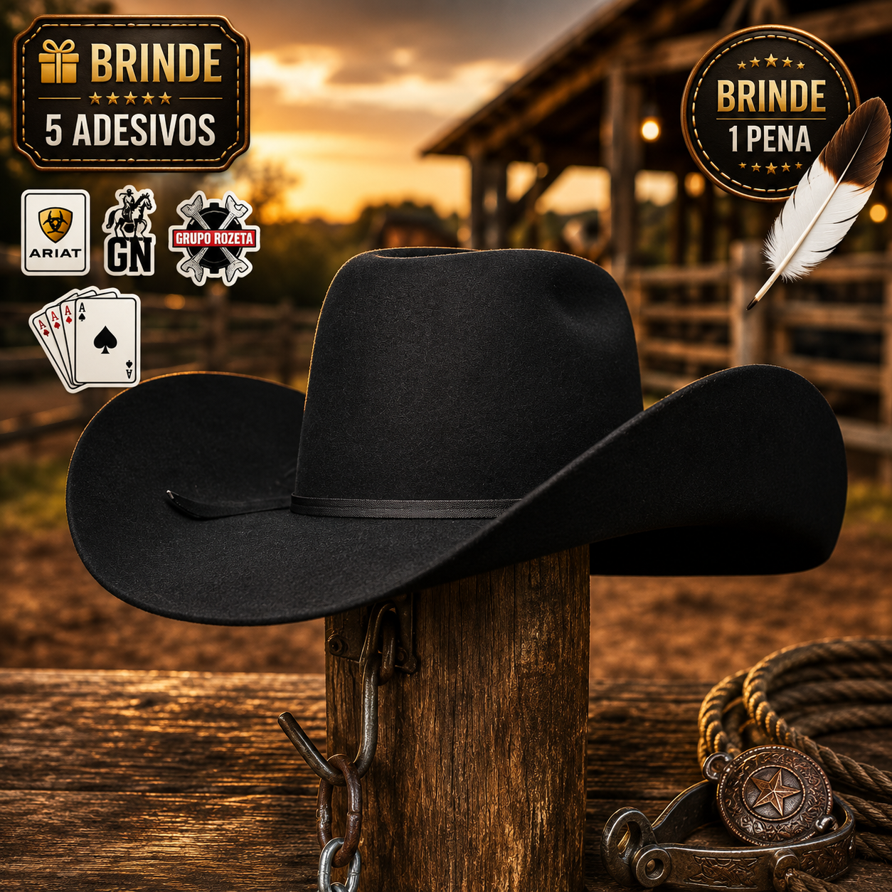 Chapeu Pralana Biplay Feltro Preto