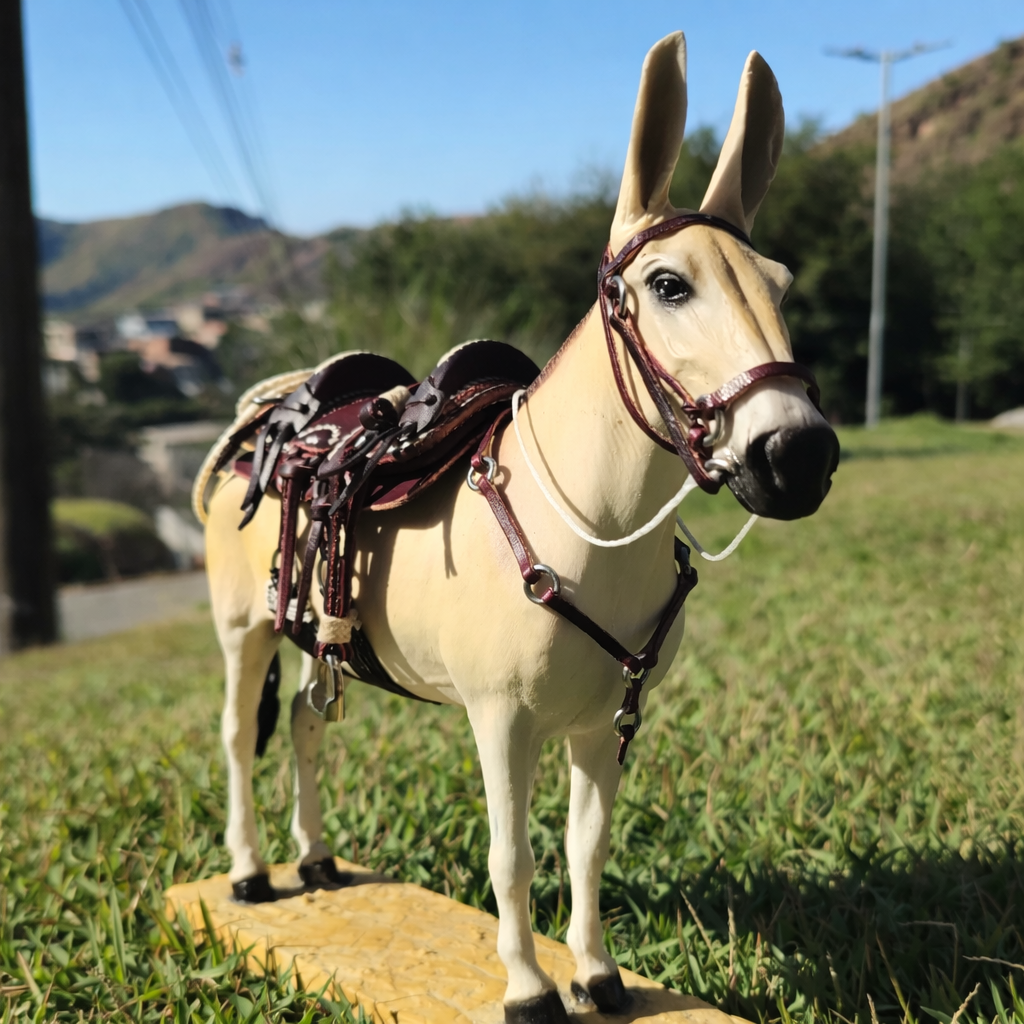Miniatura Mula com Arreio Banana Completo – Artesanal - foto 4