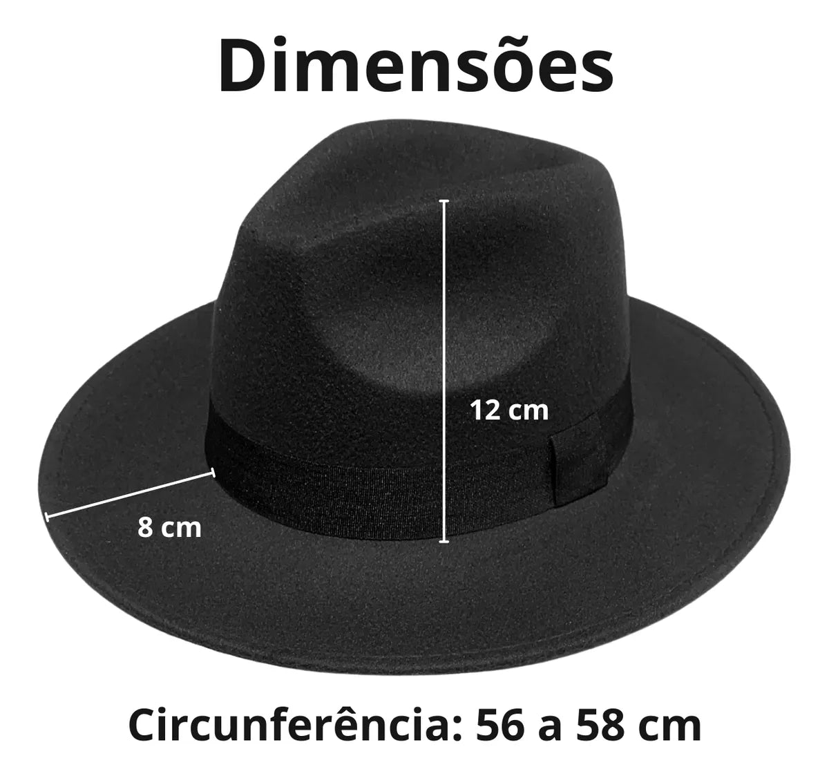 Chapéu Fedora Camurça Feltro Veludo Aba Reta Media Unissex - foto 5